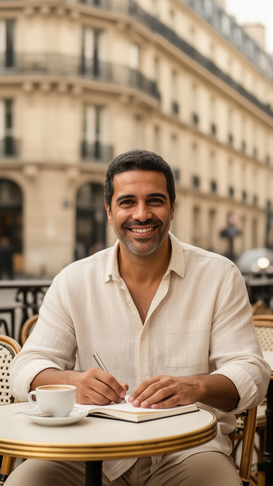 Rafael Tosta em um café parisiense